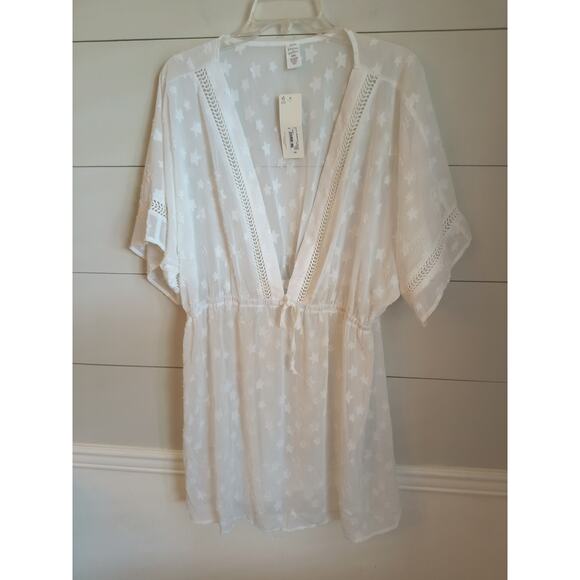 Peyton & Parker Starfish Swim Cover Dress Women's Sz XXL White Short Sleeve - Picture 9 of 14